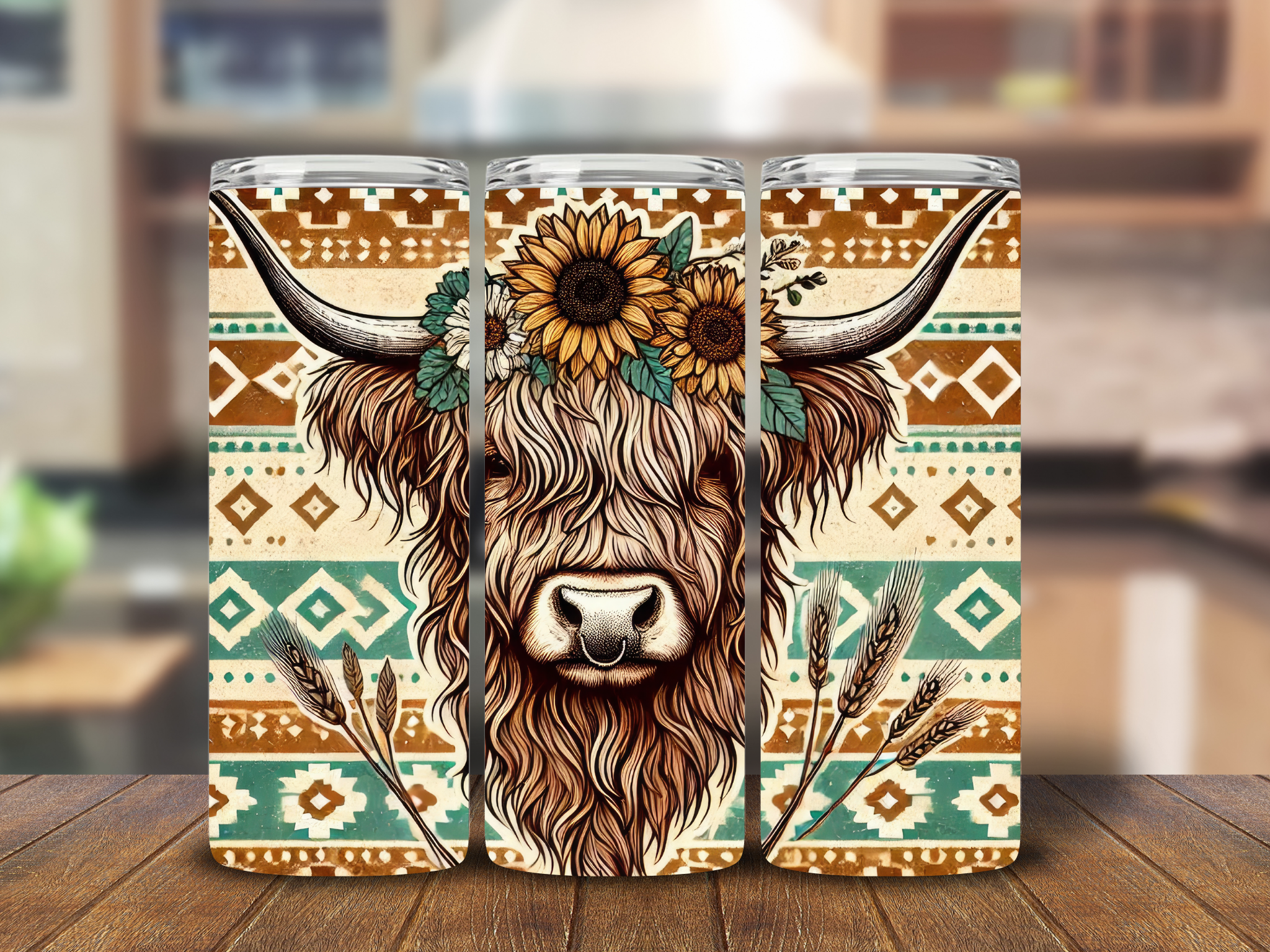 Highland Cow with Sunflowers Tumbler