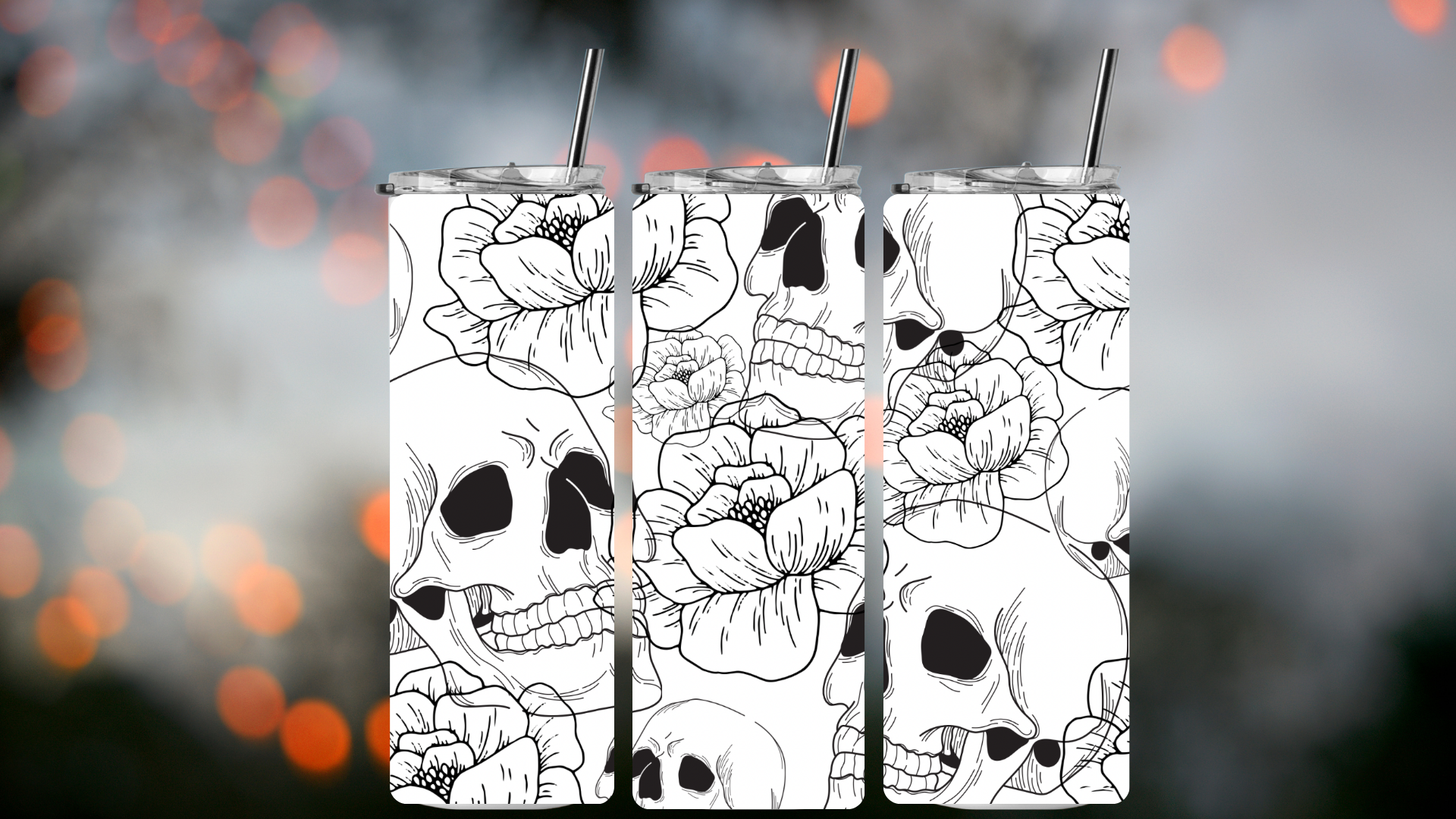Skull & Bloom Skinny Tumbler